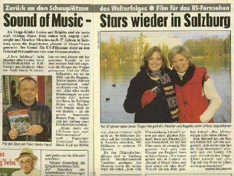 Newspaper clipping from when Heather & Angela shot Movie Lovers Road Trip for the Travel Channel.